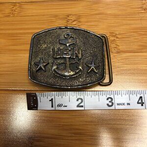 US Navy Belt Buckle Brass Antique